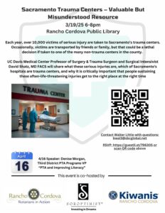 Sacramento Trauma Centers – Valuable But Misunderstood Resource @ Rancho Cordova Public Library